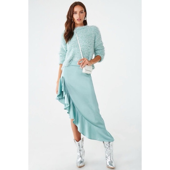 Forever 21 Dresses & Skirts - Satin Ruffled High-Low Skirt NWT